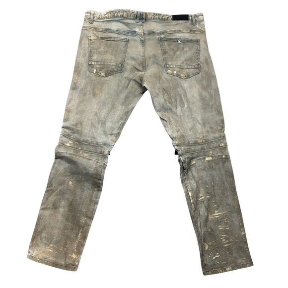 Smoke Rise Mens Biker Jeans Size 42x32 Slim Straight Streetwear Grunge Retro - Picture 2 of 15